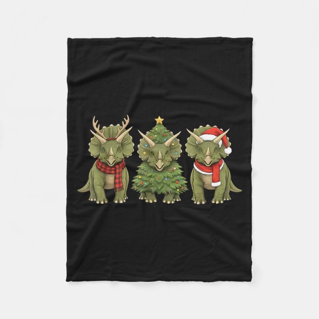 Couverture Polaire Santa Dinosaur Christmas Tree Triceratops Lover Xm (Devant)