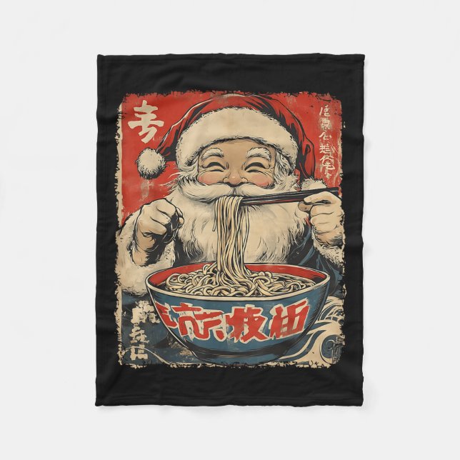 Couverture Polaire Santa Eating Ramen Noodles Ukiyo-e Insred Christma (Devant)