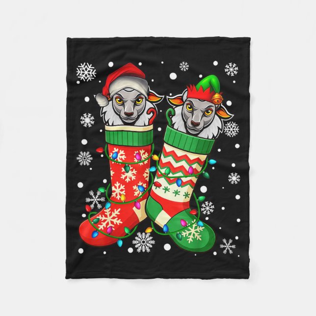 Couverture Polaire Santa Elf Sheep Animal In Christmas Socks Men Wome (Devant)