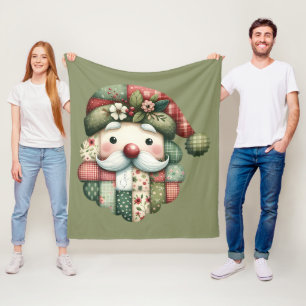 Couverture Polaire Santa folklorique patchwork fantaisiste de Noël