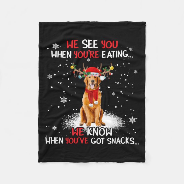 Couverture Polaire Santa Golden Retriever Reindeer Light Christmas Pa (Devant)
