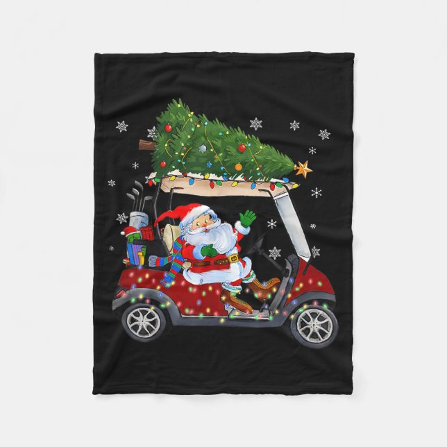 Couverture Polaire Santa Golf Cart Christmas Tree Lights Xmas Golfer  (Devant)