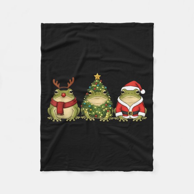 Couverture Polaire Santa Green Frog Christmas Tree Frog Lover Animal  (Devant)