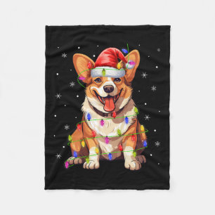 Couverture Polaire Santa Hat Corgi Noël Éclairage Corgi Chien Noël