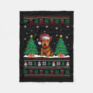 Couverture Polaire Santa Hat Scottish Terrier Dog Xmas Tree Lumières 