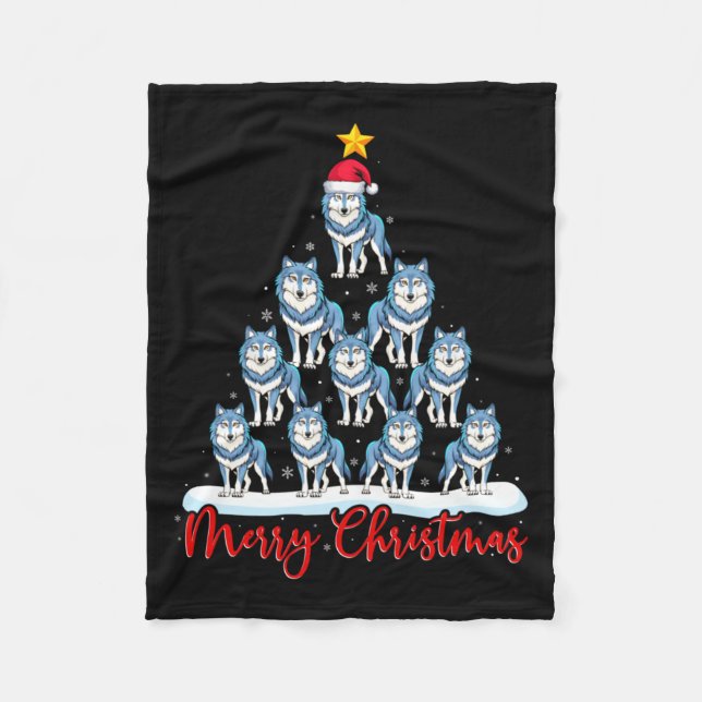 Couverture Polaire Santa Hat Ugly Xmas Funny Wolf Christmas Tree  (Devant)