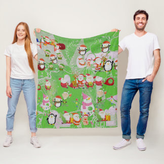 Couverture Polaire Santa Magical Green New Year 