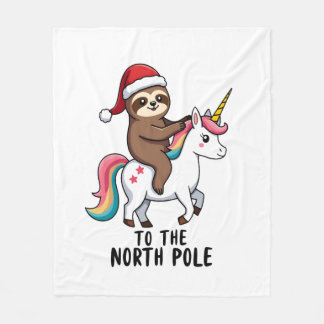 Couverture Polaire Santa Paresseux à Cheval sur Licorne Drôle Fille N