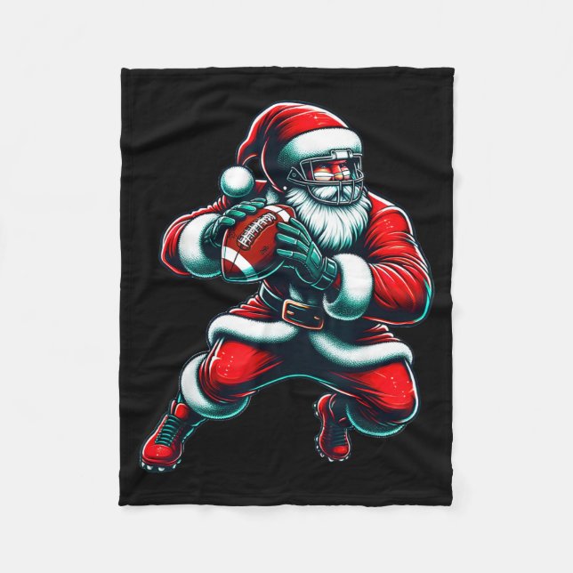 Couverture Polaire Santa Playing American Football Christmas Women Me (Devant)