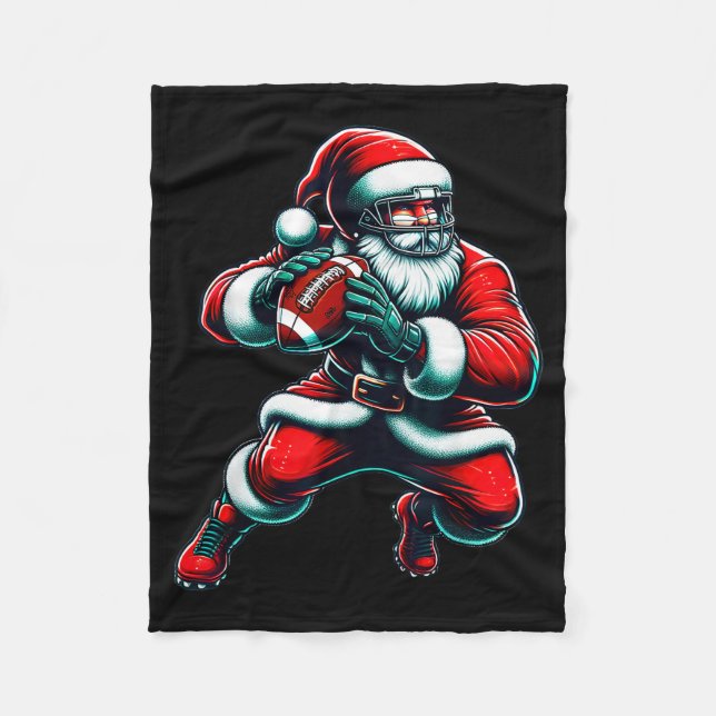 Couverture Polaire Santa Playing American Football Christmas Women Me (Devant)