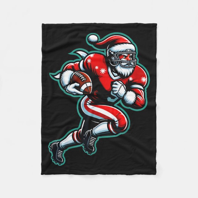 Couverture Polaire Santa Playing American Football Christmas Women Me (Devant)