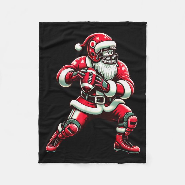 Couverture Polaire Santa Playing American Football Christmas Women Me (Devant)