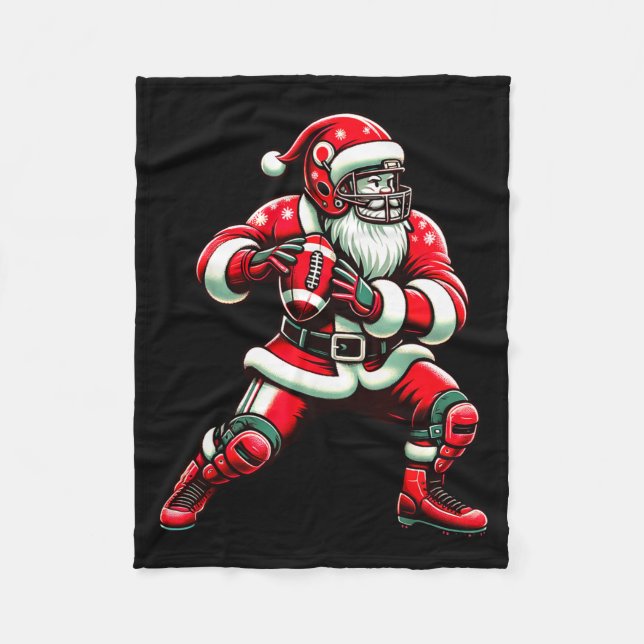 Couverture Polaire Santa Playing American Football Christmas Women Me (Devant)
