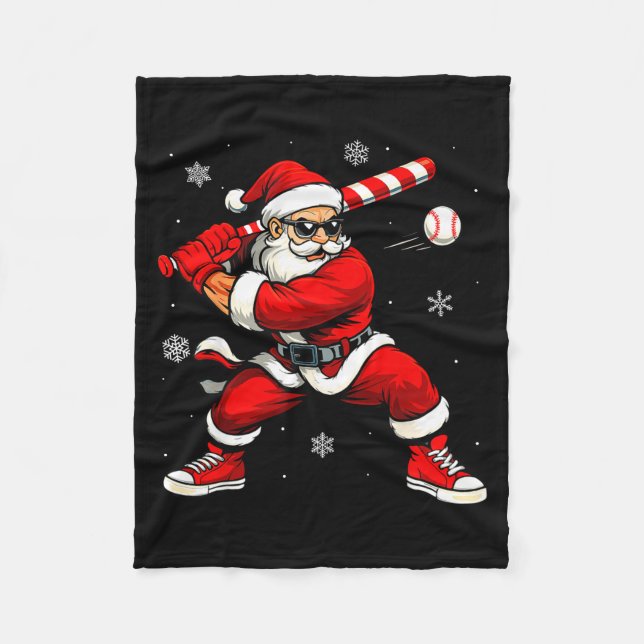 Couverture Polaire Santa Playing Baseball Xmas Funny Christmas Baseba (Devant)