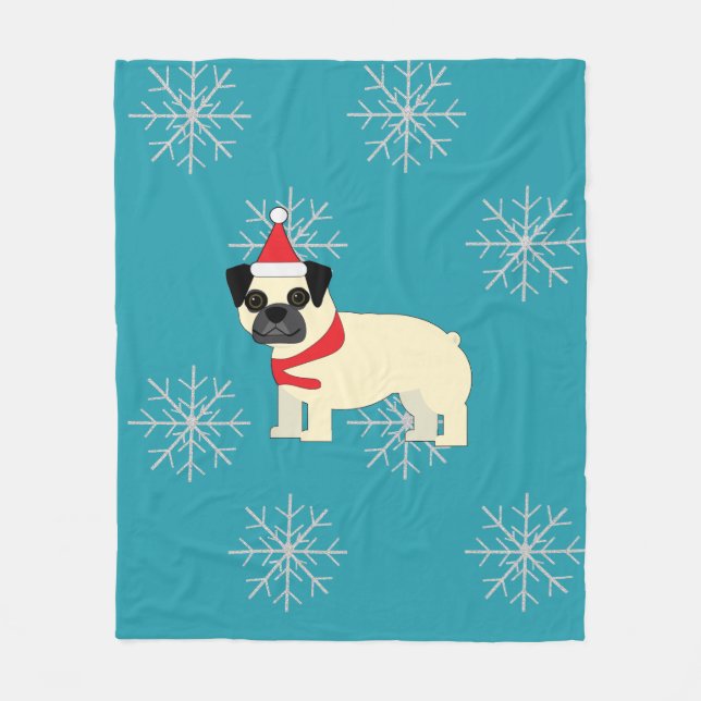 Couverture Polaire Santa Pug (Devant)