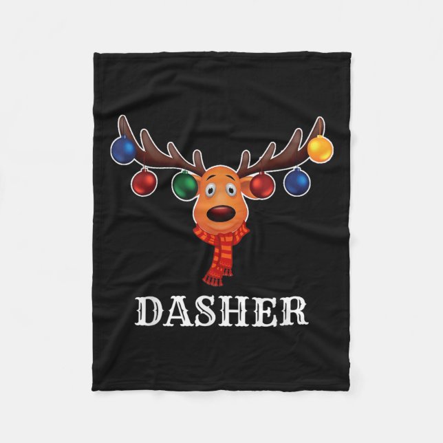 Couverture Polaire Santa Reindeer Dasher Xmas Group Costume  (Devant)