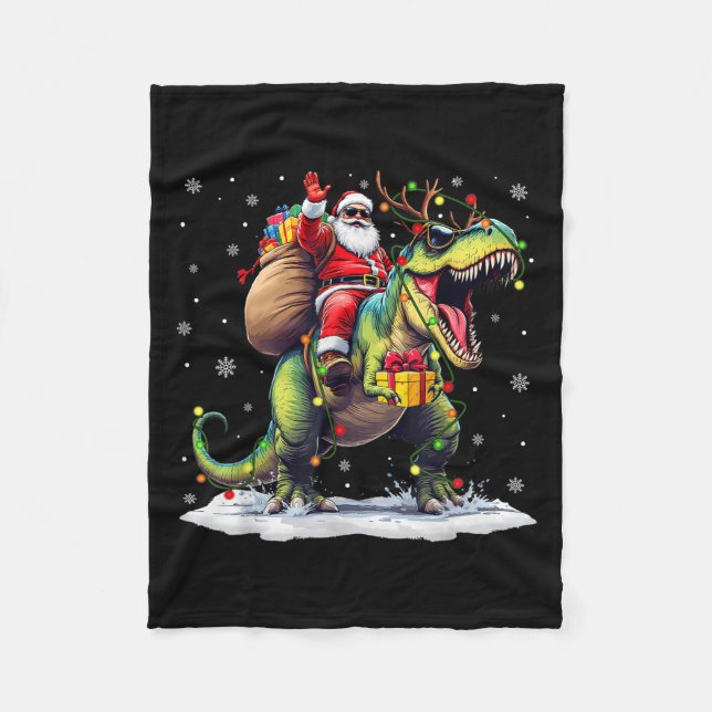 Couverture Polaire Santa Riding Dinosaur T Rex Christmas Boys Men Xma (Devant)