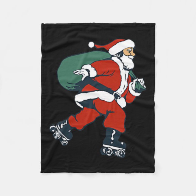 Couverture Polaire Santa Roller Skating Fun Noël Patineur Enfants Gar (Devant)