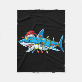 Couverture Polaire Santa Shark Christmas Lights Sharkma Tree Xmas Bo