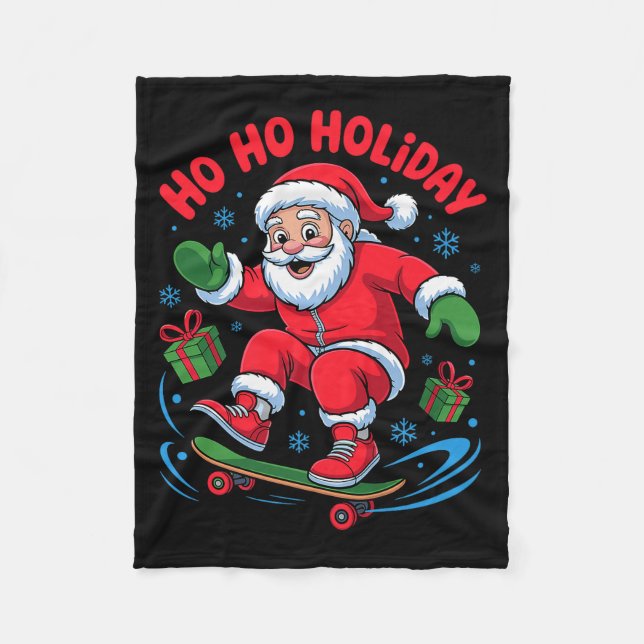 Couverture Polaire Santa Skater Skateboarding Lover Funny Christmas X (Devant)