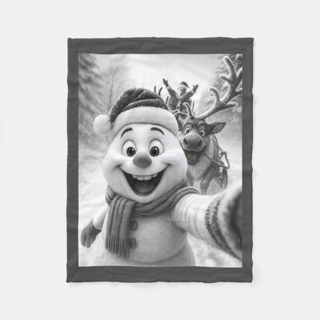 Couverture Polaire Santa Snowman Reindeer Taking A Selfie Photo Chris (Devant)