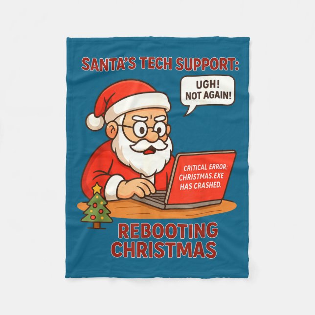Couverture Polaire Santa Support s Rebooting Humor Tech Computer Laug (Devant)