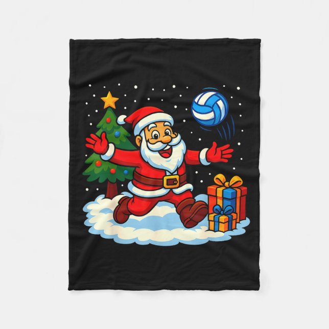 Couverture Polaire Santa Volleyball Playing Srt Christmas Tree Xmas P (Devant)