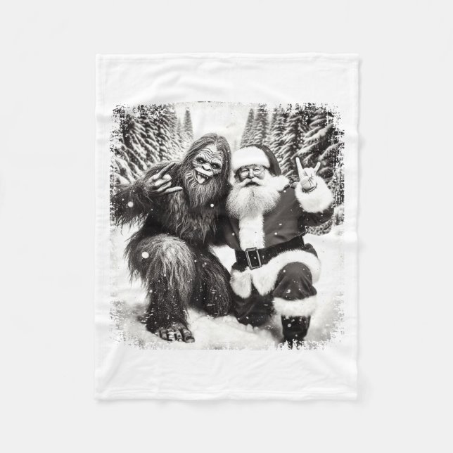 Couverture Polaire Santa With Bigfoot Christmas Lights Funny Sasquatc (Devant)