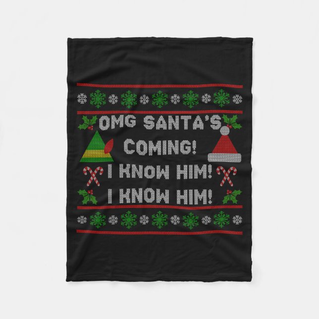 Couverture Polaire Santa's Coming! I Know Him! Ugly Christmas Sweater (Devant)