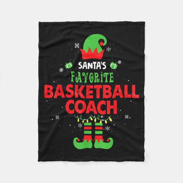 Couverture Polaire Santa's Favorite Basketball Coach Funny Elf Family (Devant)