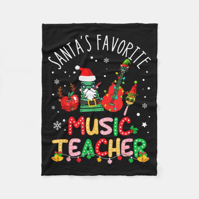 Couverture Polaire Santa's Favorite Music Teacher Christmas Santa Hat (Devant)