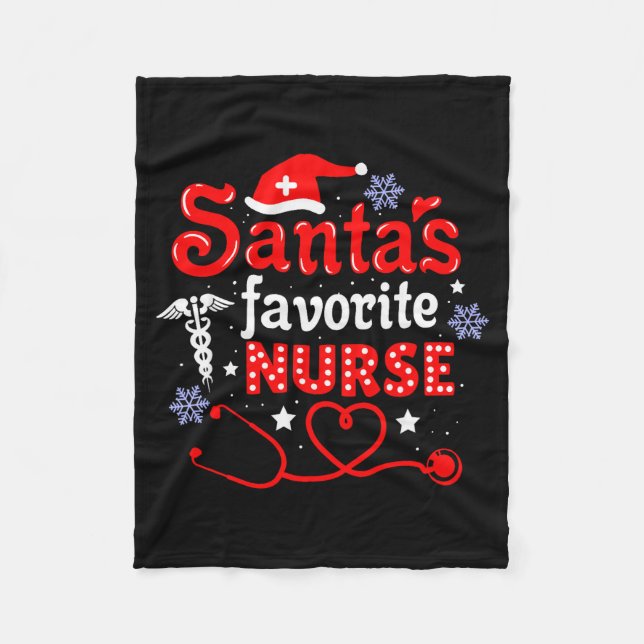Couverture Polaire Santa's Favorite Nurse Christmas Short Sleeve  (Devant)