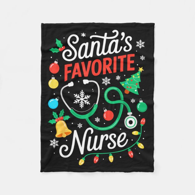 Couverture Polaire Santa's Favorite Nurse Shirt Men Women Funny Chris (Devant)