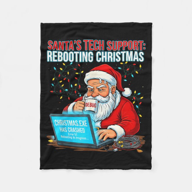 Couverture Polaire Santas Tech Support_ Redémarrage de Noël Drôle _5  (Devant)