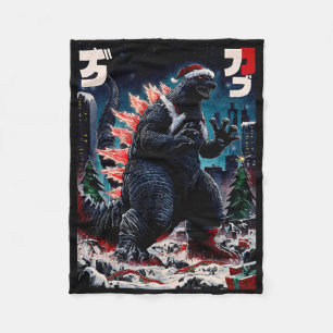 Couverture Polaire Santazilla Monstre Japonais Kaiju Dinosaure Noël