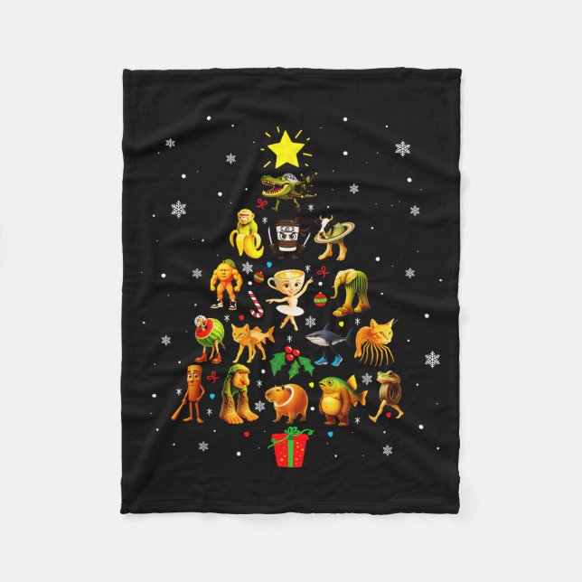 Couverture Polaire Sapin de Noël Brain Rot Italien Mème Xma (Devant)