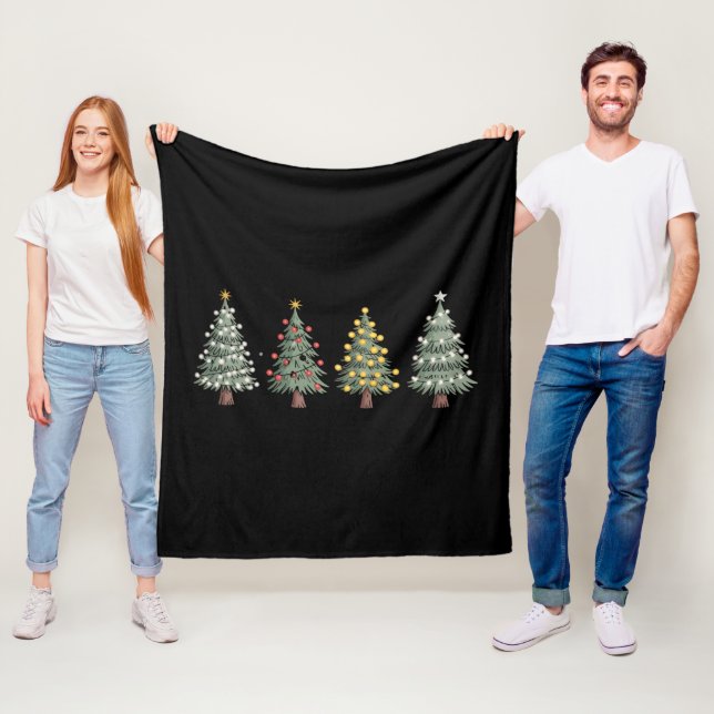 Couverture Polaire Sapin de Noël Cadeau de Fêtes Hiver  (En situation)