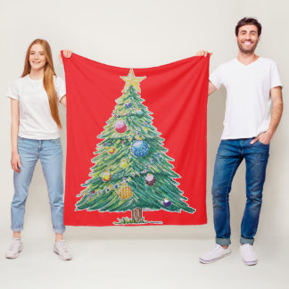 Couverture Polaire Sapin de Noël Coloré