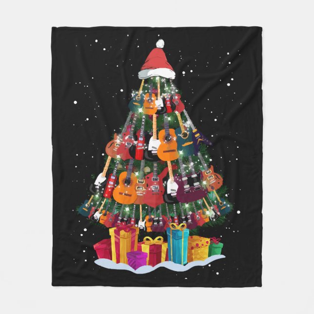 Couverture Polaire Sapin de Noël drôle Guitar (Devant)