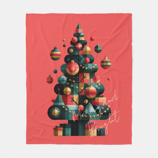 Couverture Polaire Sapin de Noël géométrique (Devant)