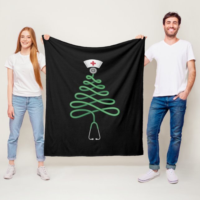 Couverture Polaire Sapin de Noël Stéthoscope Infirmière Tenue de Chir (En situation)
