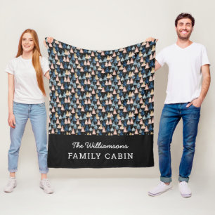 Couverture Polaire Sapins de Noël modernes motif pêche et gris