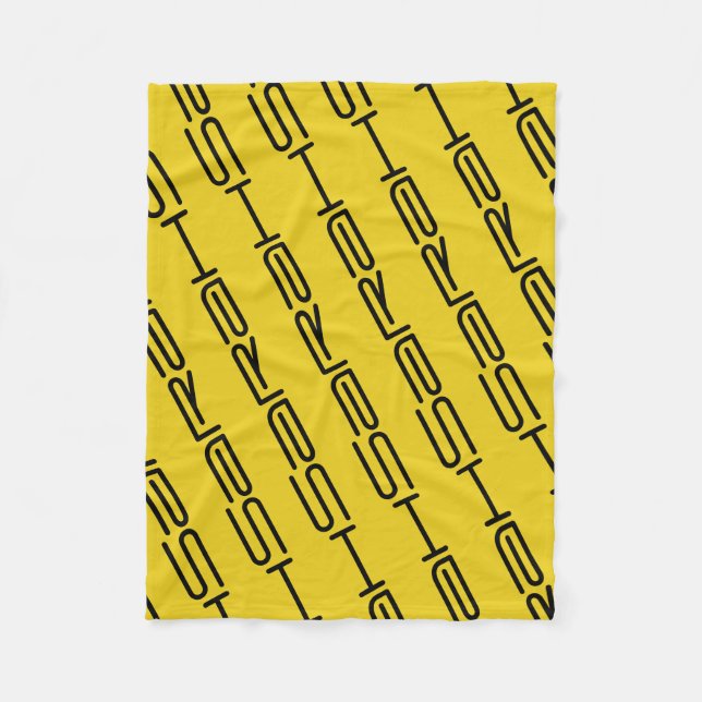 Couverture Polaire Sarah, motif de répétition géométrique, noir (Devant)