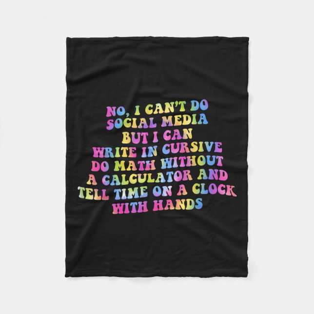 Couverture Polaire Sarcastic I Can't Do Social Media But I Can Write  (Devant)