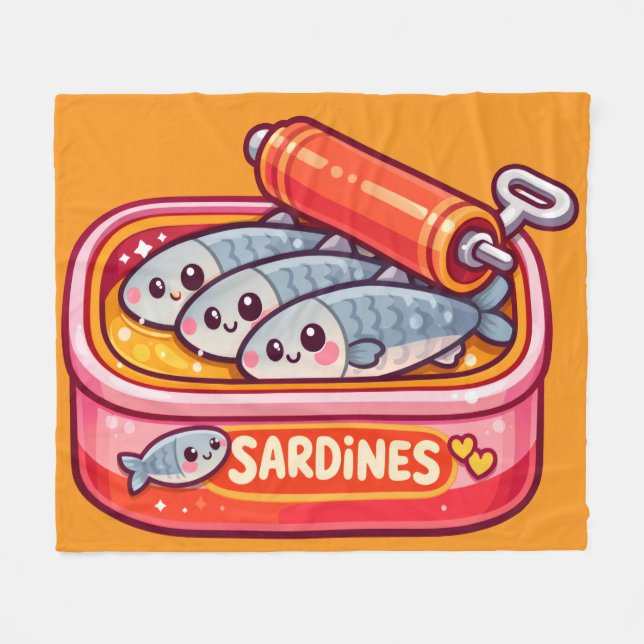 Couverture Polaire Sardines de dessin animé mignonnes (Devant (Horizontal))