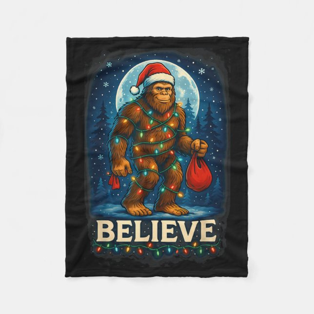 Couverture Polaire Sasquatch Christmas Lights Holiday Believe  (Devant)