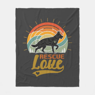 Couverture Polaire Sauver Amour Chien Rétro Coucher de soleil Arbres