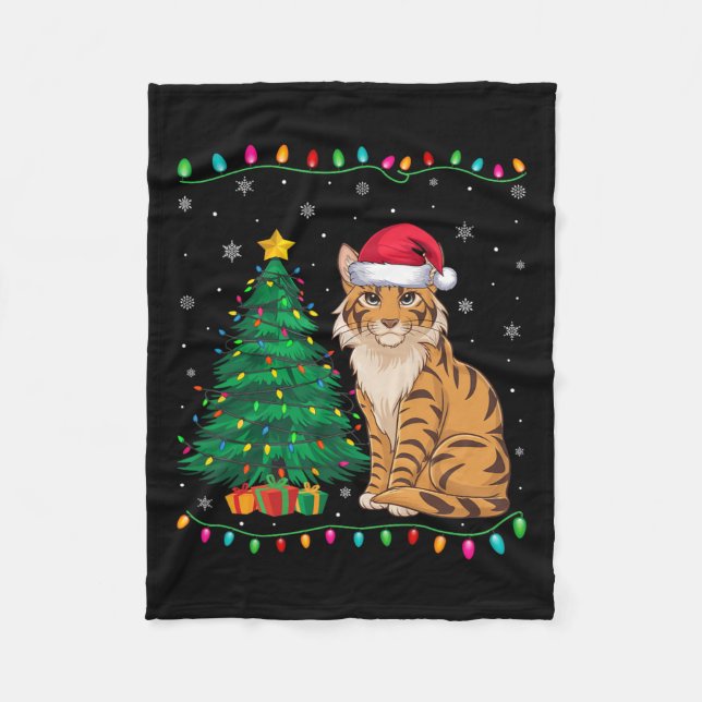 Couverture Polaire Savannah Chat Père Noël Hommes Femmes Enfants Noël (Devant)