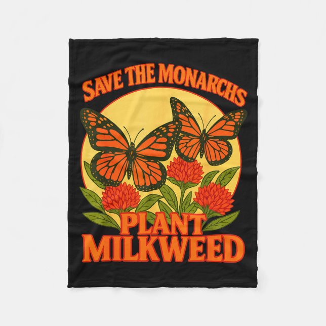 Couverture Polaire Save The Monarchs Plant Some Milkweed Butterfly Gi (Devant)