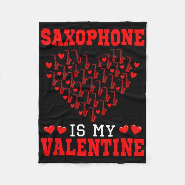 Couverture Polaire Saxophone est mon instrument de la Saint-Valentin  (Devant)
